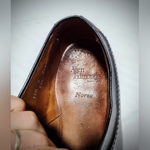 Men's Size 11.5 Allen Edmonds Norse Black Leather Dress Shoe Excellent Condition - Picture 10 of 11